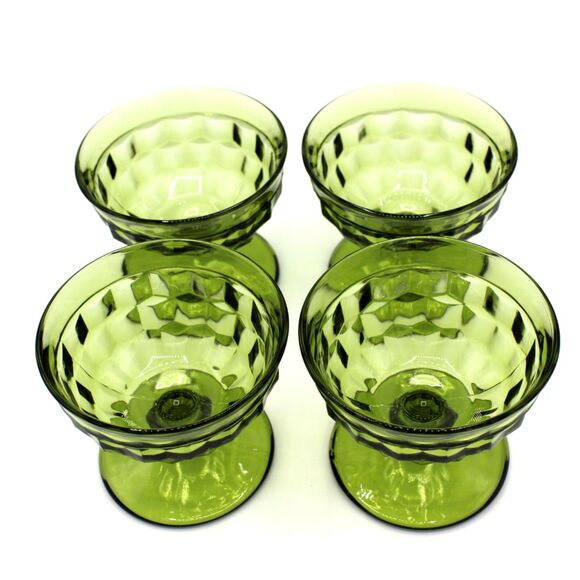 Vintage Glass Dessert Cups Indiana Glass Whitehall Cubist Pattern Set of 4 - Picture 6 of 6